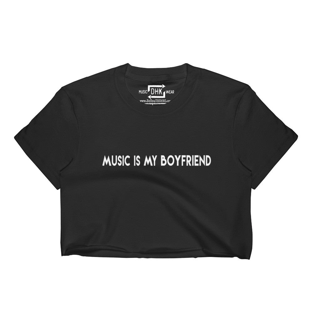 DHK Music is my boyfriend Nicole Moudaber Cropped T-Shirt (Black)