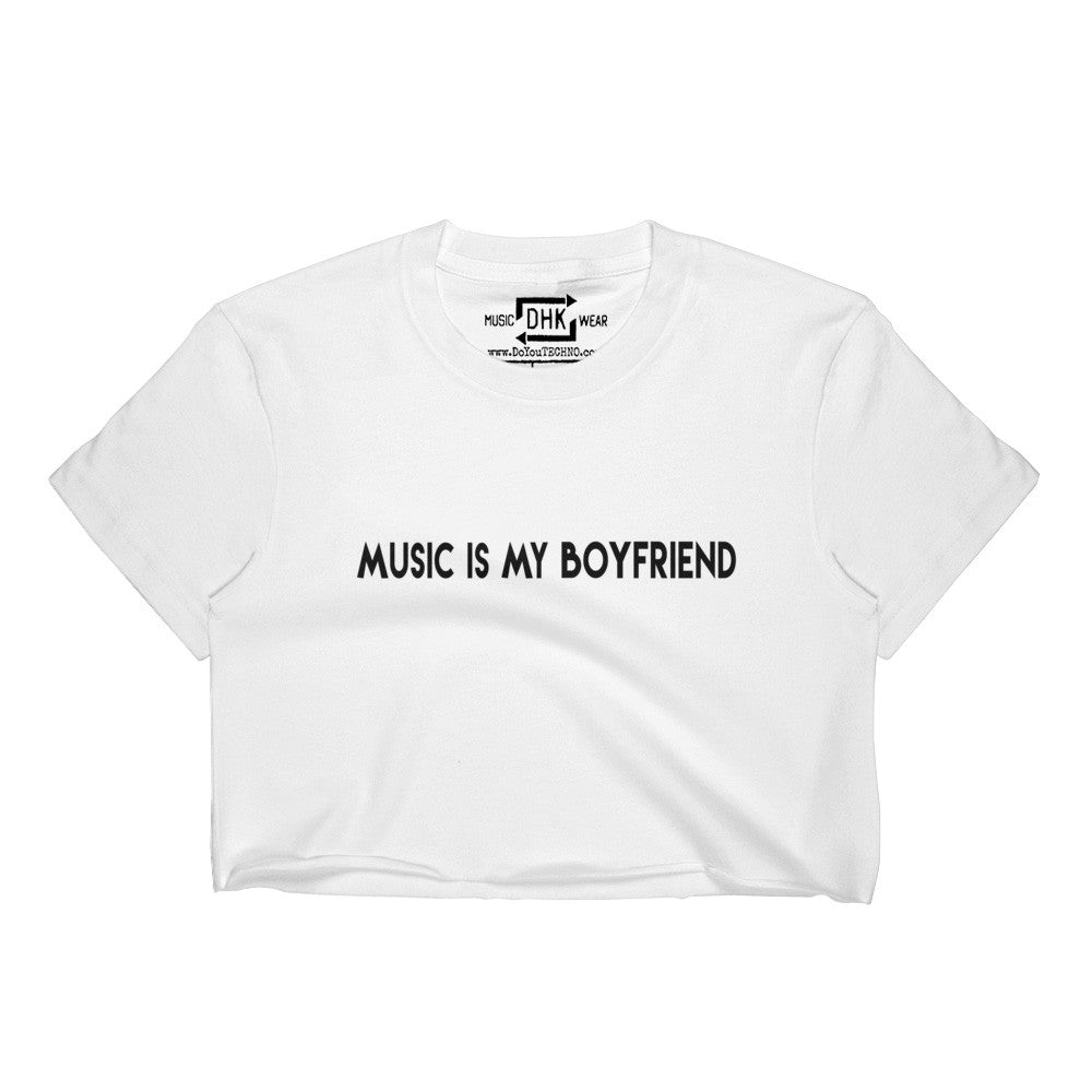 DHK Music is my boyfriend Nicole Moudaber Cropped T-Shirt (White)