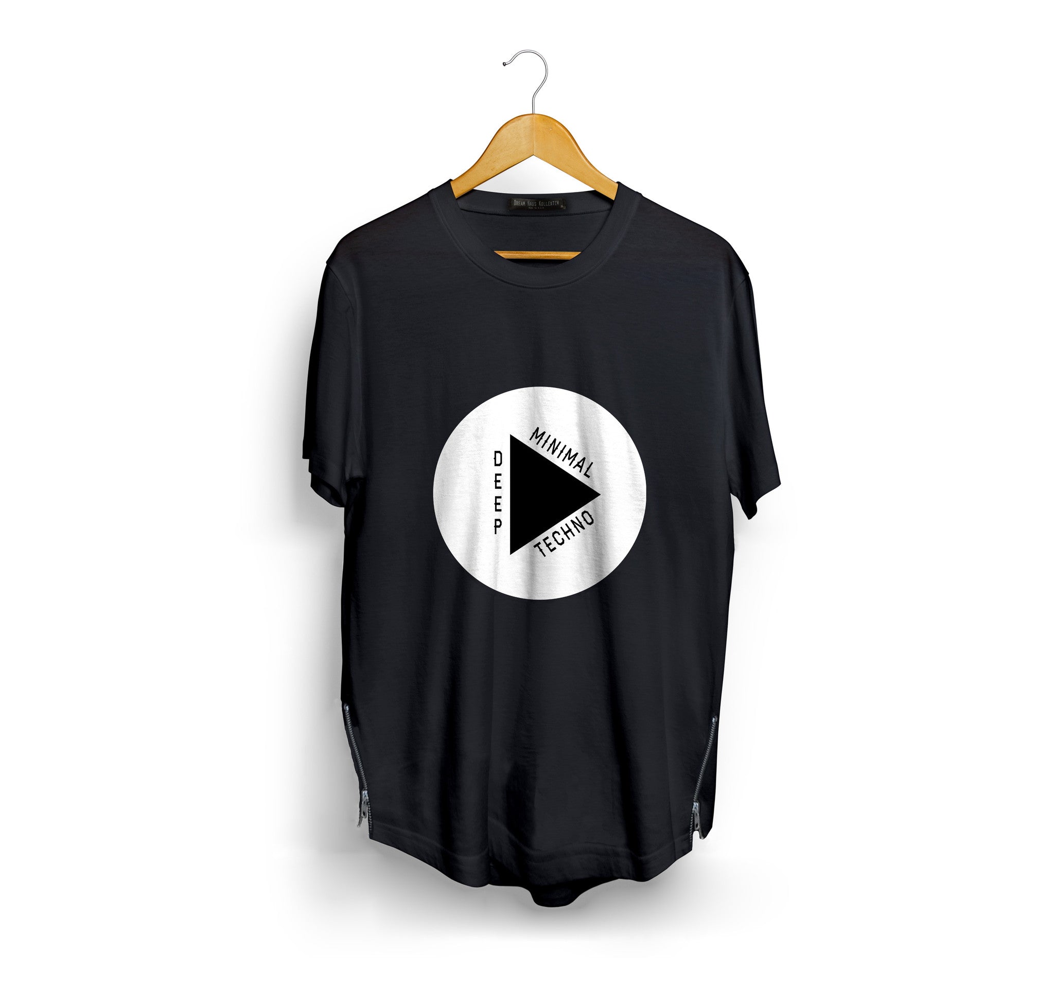 Deep Minimal Techno T-Shirt (Black Longline)